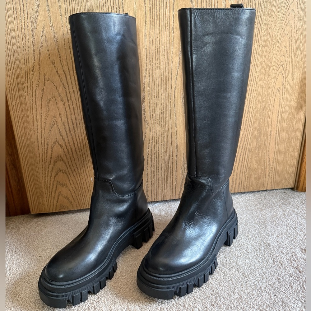 Marc Fisher Malena Leather Black Boots